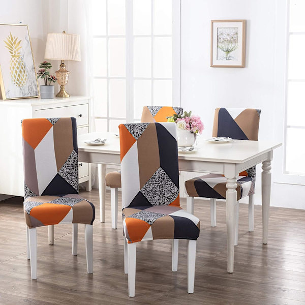 Stolskydd för matsal, moderna elastiska stolsöverdrag, hållbara stretchiga stolsöverdrag för bröllopsdekoration, hotell, restaurang (fyrkantiga, 4 stycken)