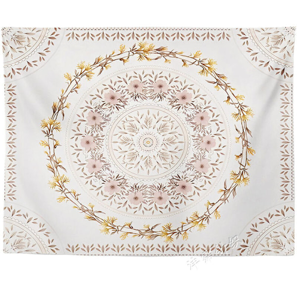 130x150cm Hvid Mandala Vægophæng Gobelinstof Til Naturdekorationer Betræk Overdækning Til Husets Salon Kollegieværelse Dormoir (e)