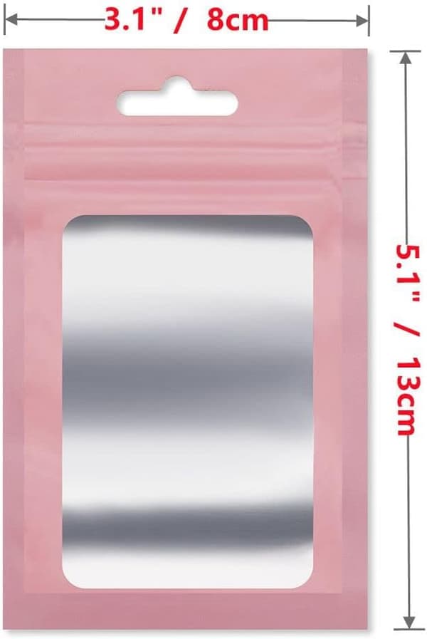 200 aluminium plastpåsar (rosa, 8 x 13 cm)