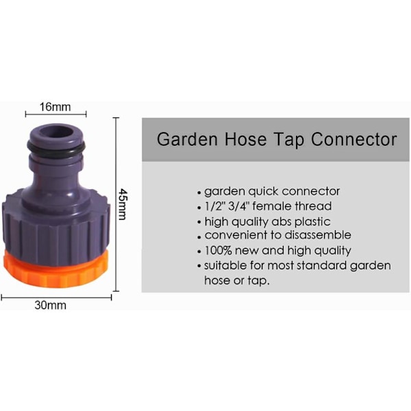 Muovinen 3/4 '' ja 1/2 '' BSP 2in1 Hanan Suukappale Hanaliitin Kierteitetty Hana Hana Hana Hana-adapteri 9 kpl