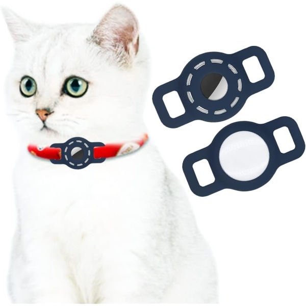 2 kpl (tummansininen) Tracker ei sisälly toimitukseen AirTag Pet Collar Silic