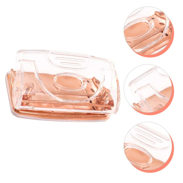 2 Hålslag Dubbel Hålslag Transparent Omslag Papper Hålslag Papper Hålslag Verktyg Papper Kort Fil Dokument Kontorsmaterial (Roséguld)
