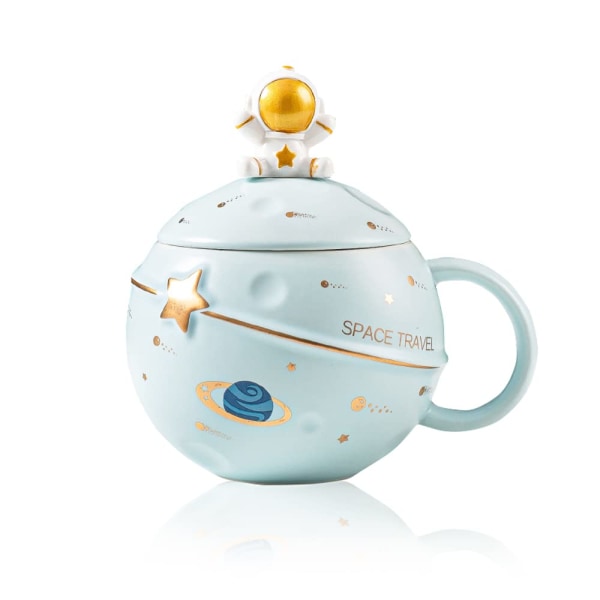 Space Cameo Planet Astronaut Mug er egnet for kaffe te melk. Vakre romdekorasjoner Morsomme bursdagsgaver for jenter gutter kvinner (Lyseblå)