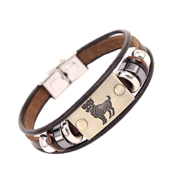 Taurus læderarmbånd i koeskindslæder, simpelt lille gave, rustfrit stål, pararmbånd