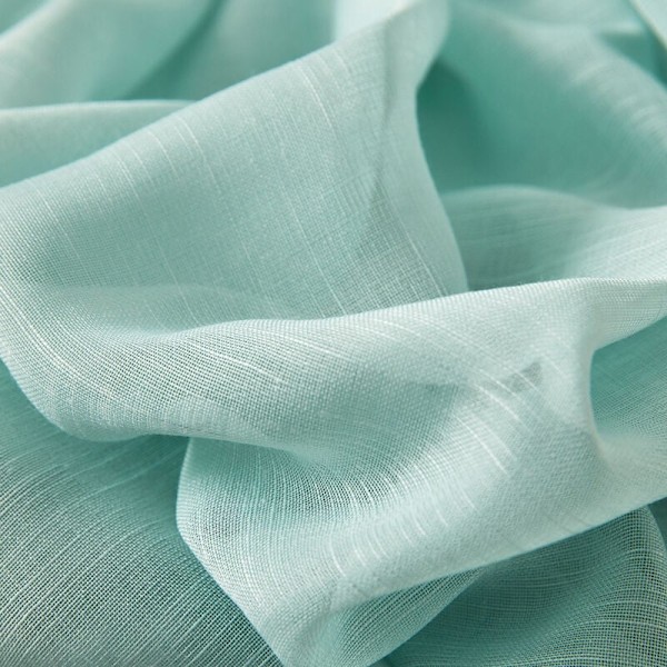 Semi-transparente korte, lette gardiner med maljer i lin-look, butikkgardiner, skjerf til stue, soverom, barnerom, blå 160×140cm (H×B)
