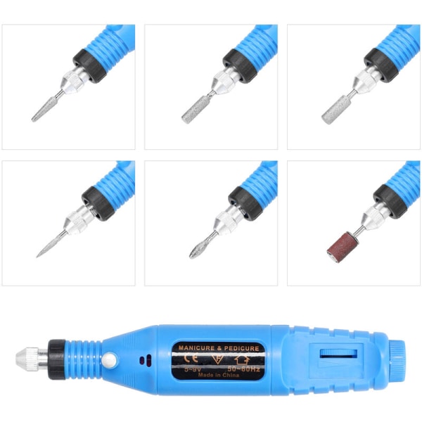 Neglebuffer, bærbar elektrisk poleringspen, negleværktøj (USB hvid)