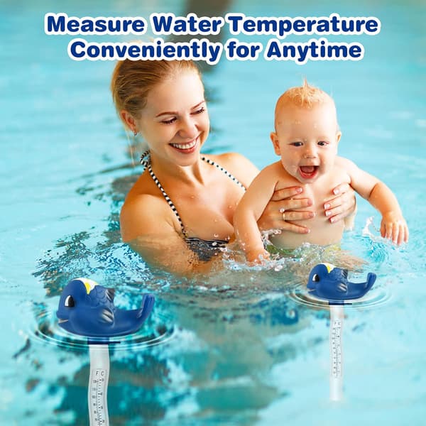 Bassengtermometer, vanntemperaturtermometer med snor, bassengtermometer, uknuselig, flytende termometer for isbad,