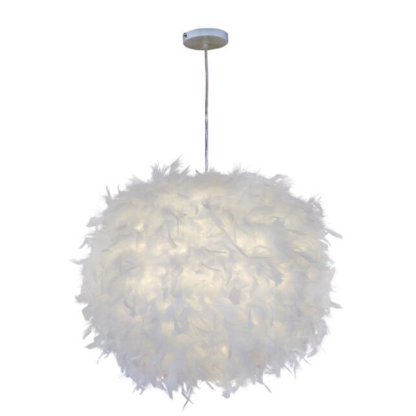 Hängande lampa, ljuskronaEuropeisk och amerikansk enkel boll fjäder ljuskrona vit fjäder innerdiameter 30cm (vit färgplatta)