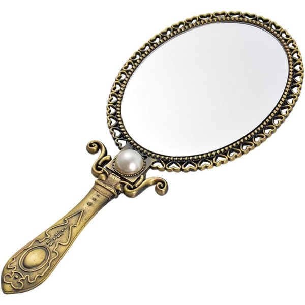 Vintage Oval Pocket Mirror Vanity Cosmetic Mirror Vikbart handtag