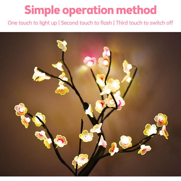 Sakuraträdslampa, 18 tum (ungefär 45,7 cm) 36 LED Bonsai Trädlampa, Batteri / USB-driven Dekorativ nattlampa, Julklapp