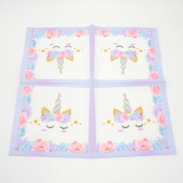 40 pakka värikkäitä paperilautasliinoja - sarjakuvakuvioidut lautasliinat cocktail-juhliin DIY origami-ruokailulautasliinat syntymäpäivä- ja hääpöydän koriste perhejuhliin