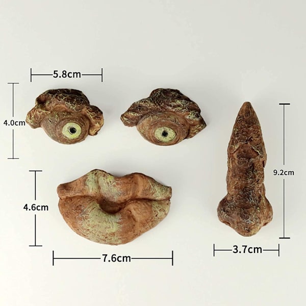 3D Trädansiktskonst Prydnader - Rolig Gammal Man Ansikte Skulptur - Trädgårdsdekoration (B)
