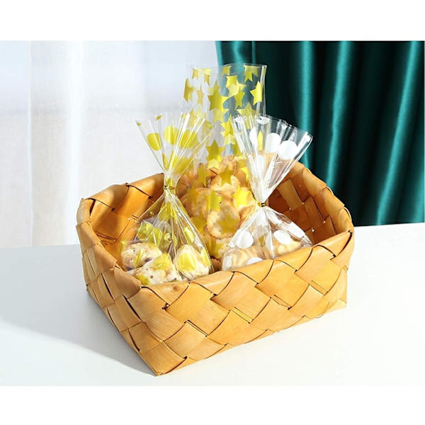 Guldprikker - 50 stk. Rosaguld gaveposer med 50 stk. Twist Clear Cellofanposer til bageri, popcorn, småkager, slik, chokolade, jul, bryllup, fødselsdag