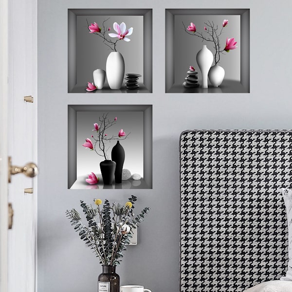3 kpl Orkidea Canvas Painettu Kuva Elegantti Puu Maljakossa Seppele Maalaus Moderni Kuviokuva Koti Dekor Seinätaide Canvas Itseliimautuva Makuuhuone Hote