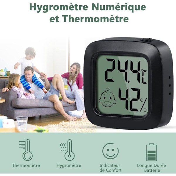 2 st mini termometer Digital Hygrometer med hög precision, inomhushygrometertermometer, med strömbrytare, omvandlingsbar ℃/℉, för vardagsrum baby r