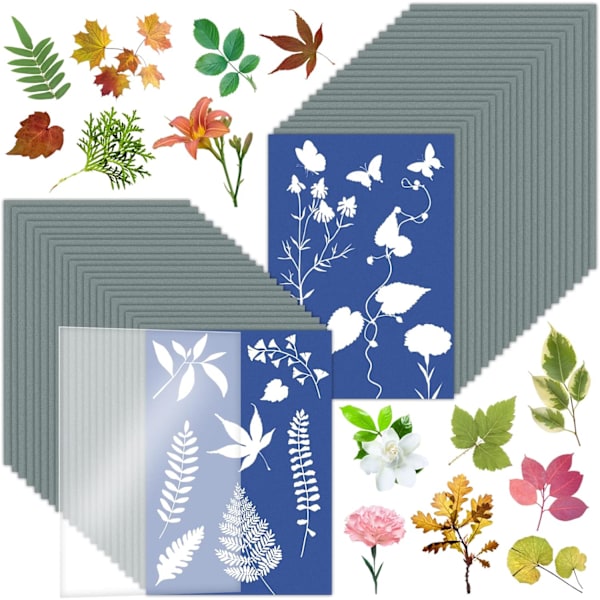 32 Ark Cyanotype Papir A5 Soltryk Kunst Sæt Høj Følsomhed Solpapir Naturligt Solskin Trykning Sæt Maleri Kunstpapir Velegnet til Børn Voksne