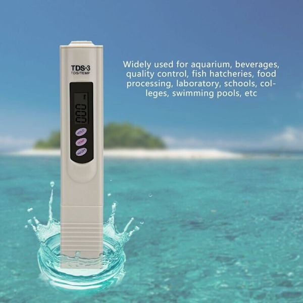 TDS Tester Multifunktionelt Digitalt Meter, Professionel Vandkvalitetstester Renhedstester 0-9990ppm Måleområde Meter med LCD Display til Vandhanevand