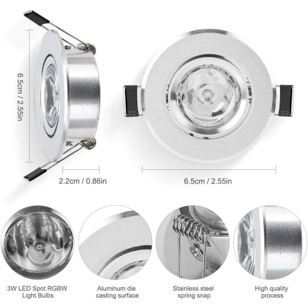 LED Infälld Spotlight 5st RGB Flerfärgade Lampor med Fjärrkontroller 220V 16 Färger Dimbar Dagsljus Taklampa Infälld Takbelysning för Vardagsrum