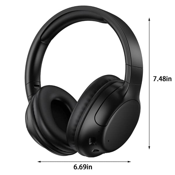 Trådlöst Bluetooth-spelheadset med mikrofon, aktiv brusreducering, all-inclusive öronmuffar och lång batteritid (bläckgrå)