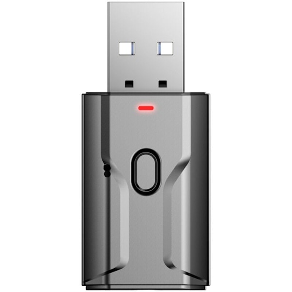 1 Bluetooth 5.0 Bluetooth-lähetin ja -vastaanotin, USB langaton audioadapteri 3,5 mm:n audiokaapelilla, alhainen latenssi, integroitu mikrofoni, autoon,