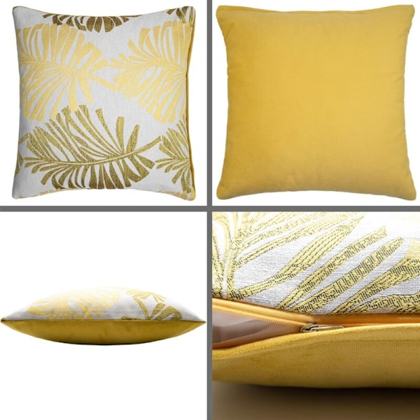 1 sett med 45x45cm putetrekk, dekorativ lin sofa pute, ingen pute, egnet for bil soverom kontor, gul