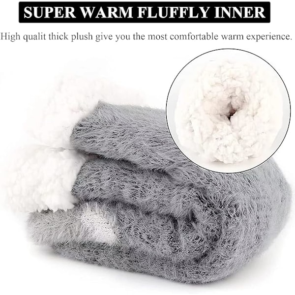 Mjuka tofflor med kattmotiv, bekväma sängsockor med grepp, halkfria plyschstrumpor med termisk hållare, presenter till kvinnor och flickor