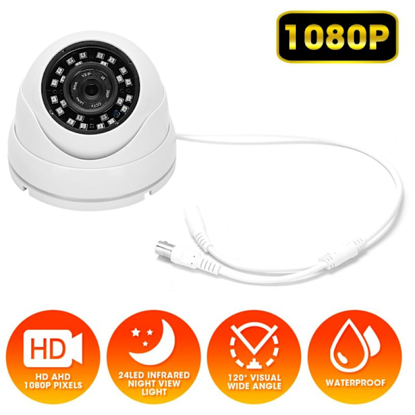 Dome IR 1080p AHD Kamera Utomhus PAL System 24 Vattentät LED för Vita Bilbussar Hytter