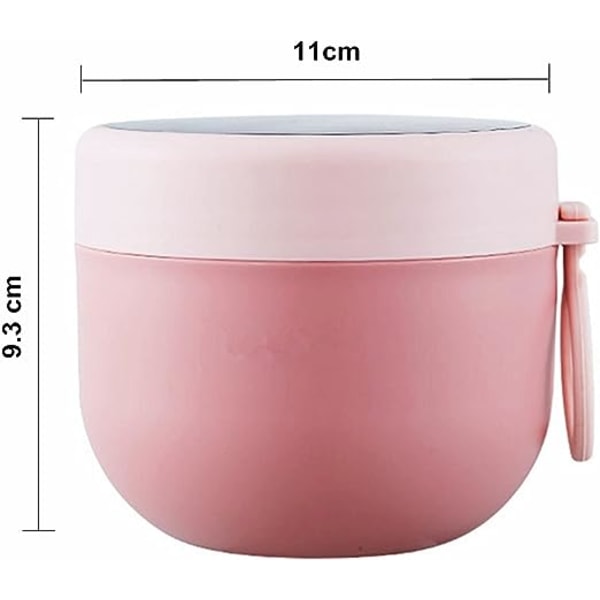 Assorterad frukostmugg (vit) läckagesäker yoghurtmugg med sked, praktisk bärbar assorterad frukostmugg, 600 ml utomhus snacksburk