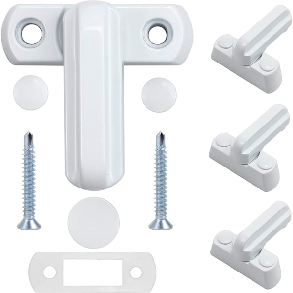 4 Vindueslås - Zink Legering - 4 STK Hvid Dørlås - Hjemmesikkerhed Til Forskellige Døre Vinduer - Hjemmesikkerhed UPVC/PVC