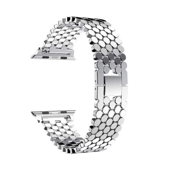 Sølvkompatibel med Apple Watch-rem 45mm 44mm 42mm for kvinner og menn, justerbar erstatningsrem i rustfritt stål for Apple Watch SE/iWa
