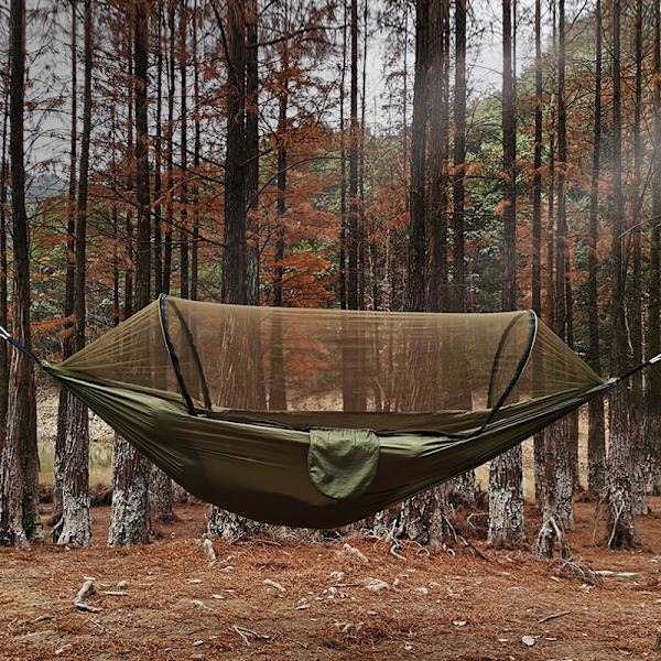 Enkeltheng med myggnetting Camping Hengekøye med myggnetting Utendørs bærbar Hengekøye Rask åpning Automatisk-Blå