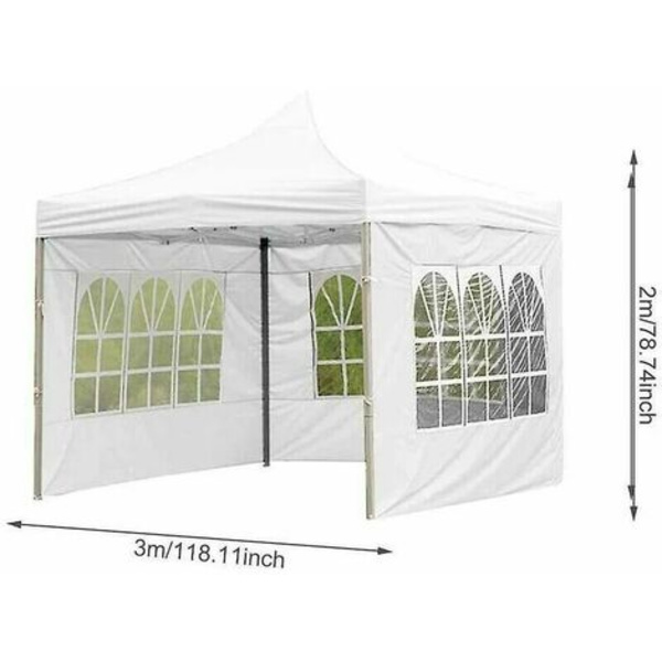 Paviljongstaketduk, Vattentät Tälttak med Romerskt Fönster, Perfekt för Fest, Bröllop, Picknick (Stålram och Överkast Ingår Ej) (Vit 9*2M)