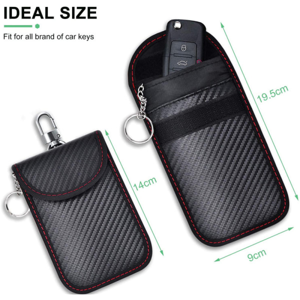 Anti RFID Bilnøgle Etui Signal Blokering Faraday Pung Pose, 2 Pak