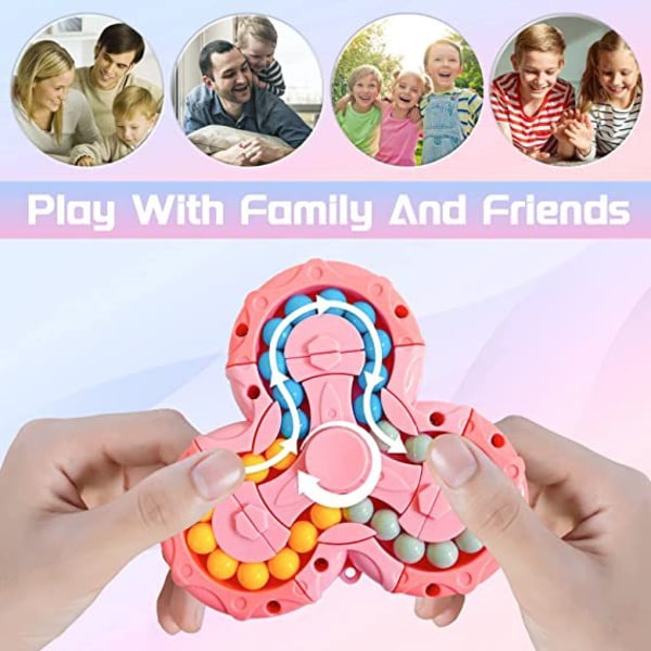 3PC 3D-puslespill magisk kubebønneleke, roterende fingerspeed kubeleke for voksne, praktisk spinner fidget-leke, jul, bursdag, nyttårsgave for barn A