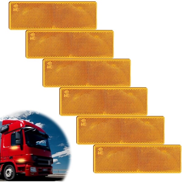 6 tarran sarja 14,8 x 4,8 cm tarrat, keltainen suorakulmainen perävaunun heijastin pyörän lisävarusteeksi moottoripyörän perävaunuun kuorma-autoihin asuntovaunuihin aitoihin (