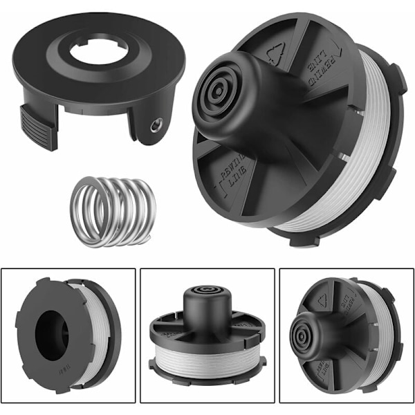 Set med 3 spolar för grästrimmers, 1 x spolskydd, 1 x fjäder för grästrimmers, för makita dur181 dur141 dur180z dur181z 196146-9 195858-1