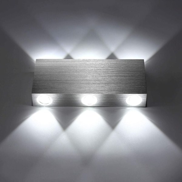 LED væglampe 18W Indendørs Moderne Væglampe Firkantet Op Ned I Aluminium Belysning Lys Dekoration Til Soveværelse Kontor Hotel Bar (kold hvid)