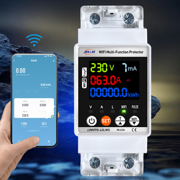 Tuya Wifi Skyddande Automatisk Återinkoppling Intelligent strömbrytare enfas digital display återställningsbrytare Justerbart spänningsskydd mot