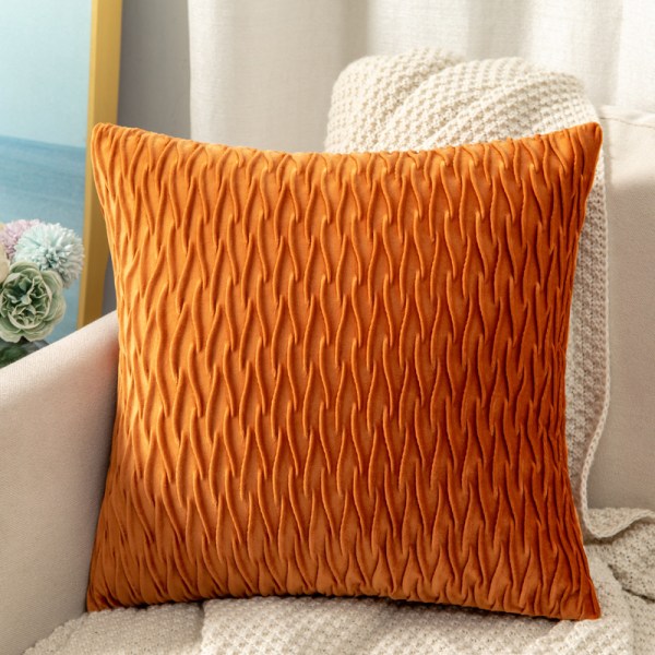 Oransje fløyel dekorative putetrekk 45x45cm 2 stk Luksus sofa soverom