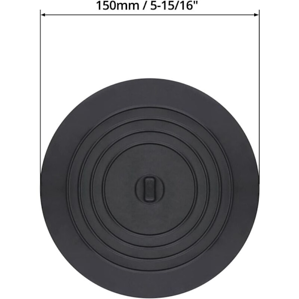 Silikoniset viemäritulpat, pesuallastulpat, kylpyammetulppa, 15 cm, keittiön pesualtaaseen, kylpyammeeseen, musta, 2 kpl