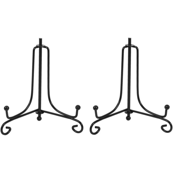 2 stk. Sort Jern Staffeli Plade Displa Holder Stativ