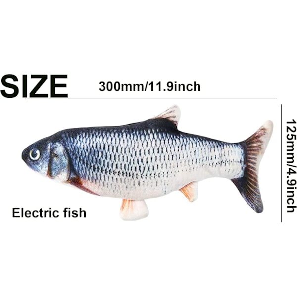 Floppy Fish Kattleksak - Elektrisk Plysch Simuleringsfisk för Innekatter, Interaktiv Tuggleksak & Sparkleksak