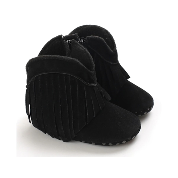 Baby sko varme bomuldssko-sort (11cm)