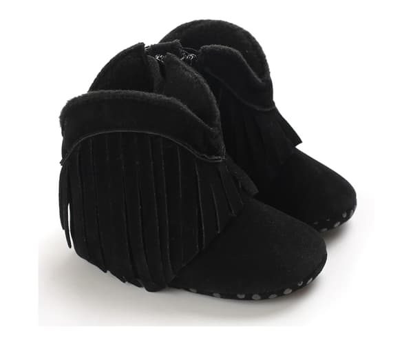 Baby sko varme bomuldssko-sort (12cm)