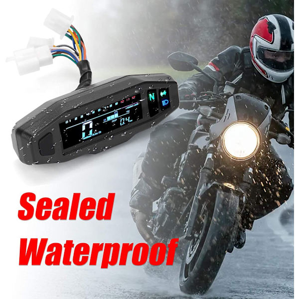 Universal motorsykkel digitalt turteller LCD-skjerm forgasser digitalt speedometer odometer med sensor