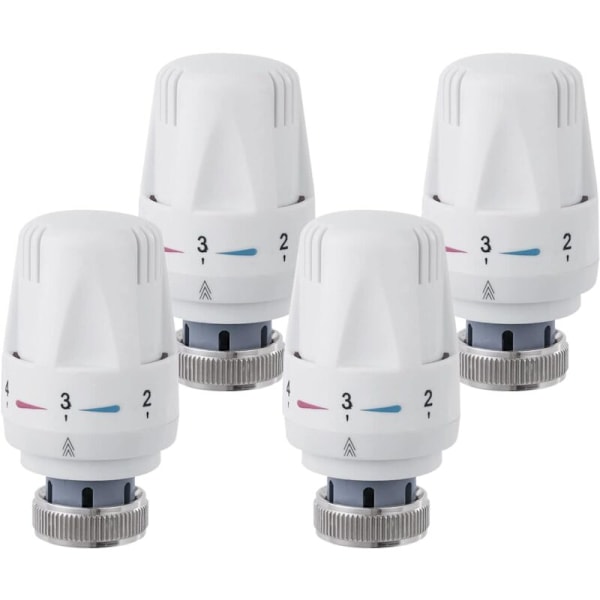 Set med 4 Termostatventilhuvuden, M 30 x 1,5 Radiatorventil Ersättningshuvud, Termostatisk Radiatorventil, Anslutet Termostatventilhuvud för Hemmakontor