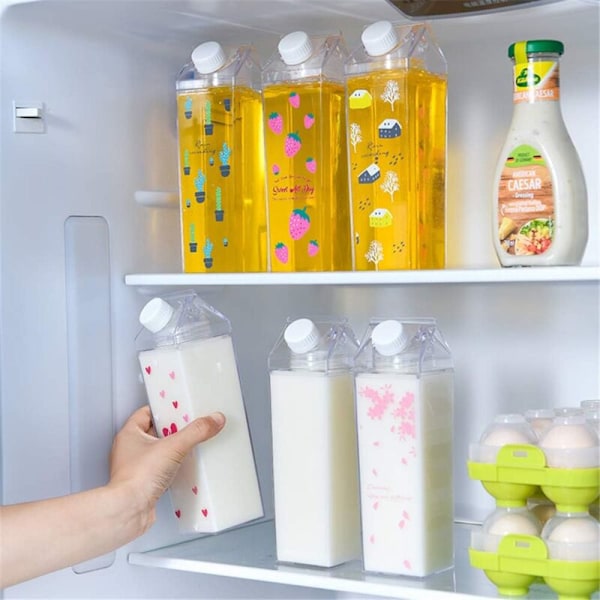 Sæt med 3 vandflasker i let mælkekarton Mælk Mælk flasker vandtæt plastik kop