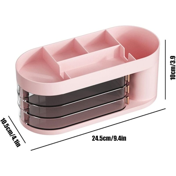 Makeup Opbevaringsboks, Kosmetik Display Cases, Smykkeopbevaringsboks, Støvtætte Kosmetik Display Cases med 3 Skuffer, til Soveværelse, Badeværelsesskab