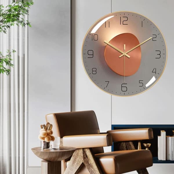 (Guld)Modern Tyst Väggklocka, 30cm Digital Väggklocka Kvarts Digital Rund Väggpendel, Lämplig för Vardagsrum, Studie, Sovrum, Kök