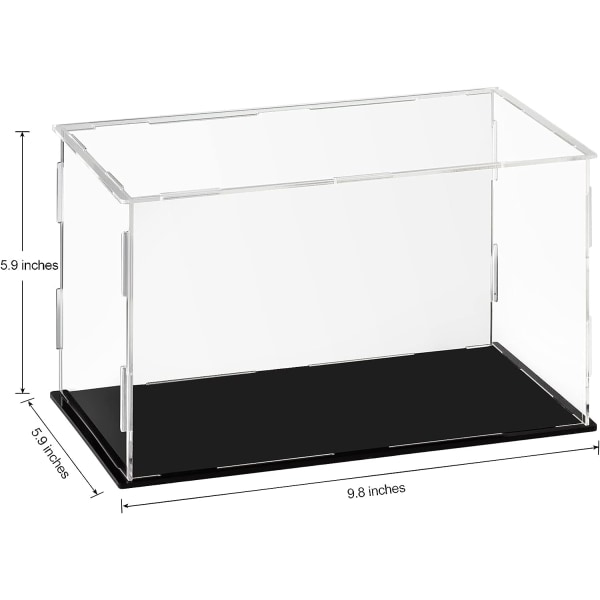 Akryl Vitrineboks Klar Akryl Bordplade Display Cube til Samleobjekter - Sort, 25x15x15cm (9.8x5.9x5.9in)